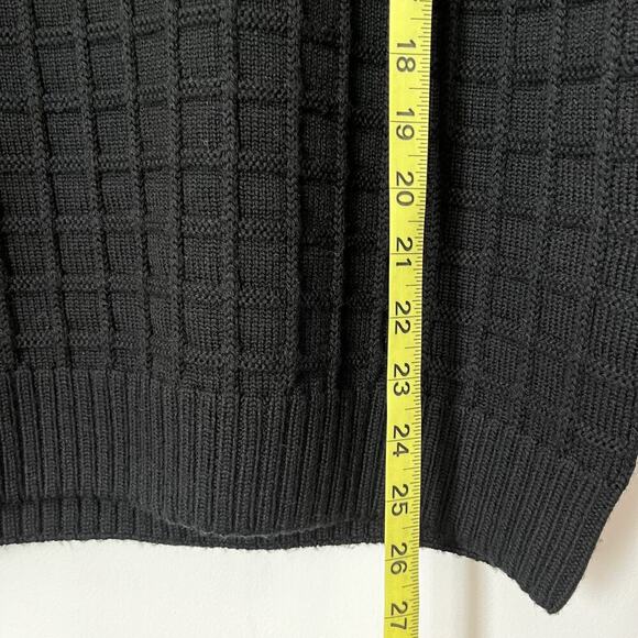 Son of a Tailor Check Knit Sweater Custom Black 3D Knit Merino Wool Classic - Picture 9 of 12